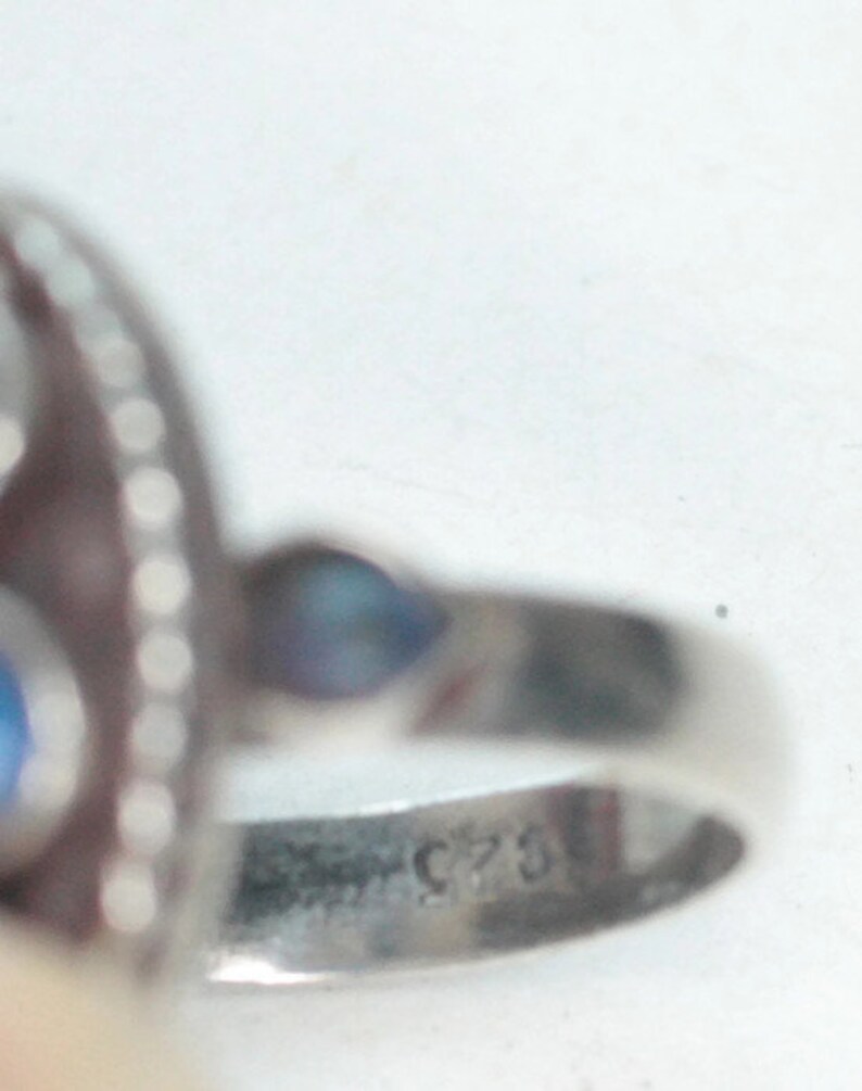 Lapis Lazuli and Sterling Silver Zuni Style Ring Size 7 Vintage Southwestern Cluster Statement Ring