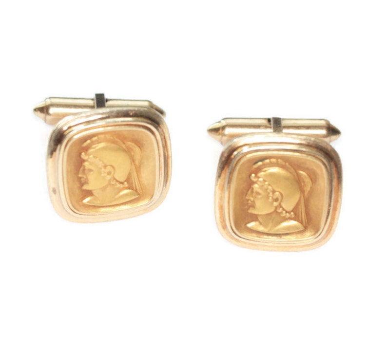 Krementz Cuff Links Gold Filled Cufflinks Greek Roman Etsy