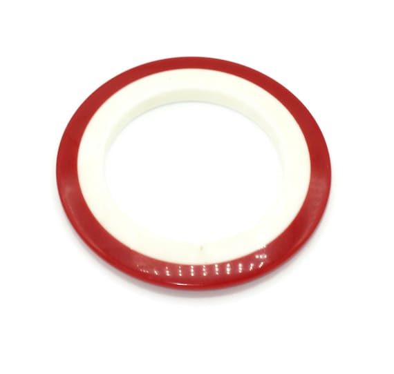 Mod Red and White Bangle Bracelet Flying Saucer S… - image 1