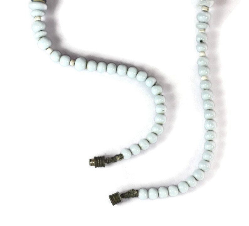 Pale Blue Bead Necklace Art Deco Czech 1930s Vintage Aventurine Trail Iridescent Beads