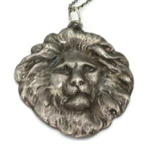 Sterling Silver Lion Head Pendant Necklace Dimensional Detailed Leo Zodiac Sign