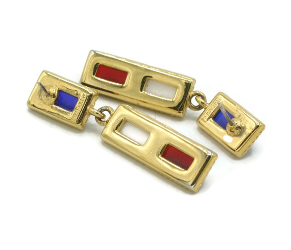 Trifari Red White and Blue Earrings Long Dangle E… - image 5