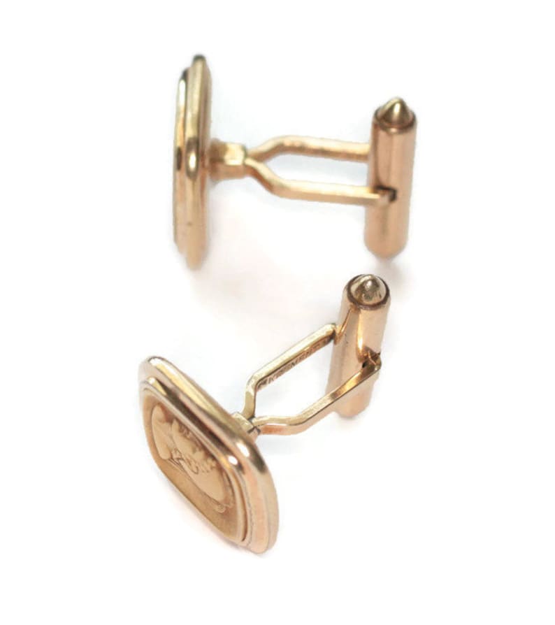 Krementz Cuff Links Gold Filled Cufflinks Greek Roman Etsy