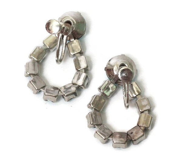 Turquoise Rhinestone Earrings  Dangle Loop Screw … - image 4