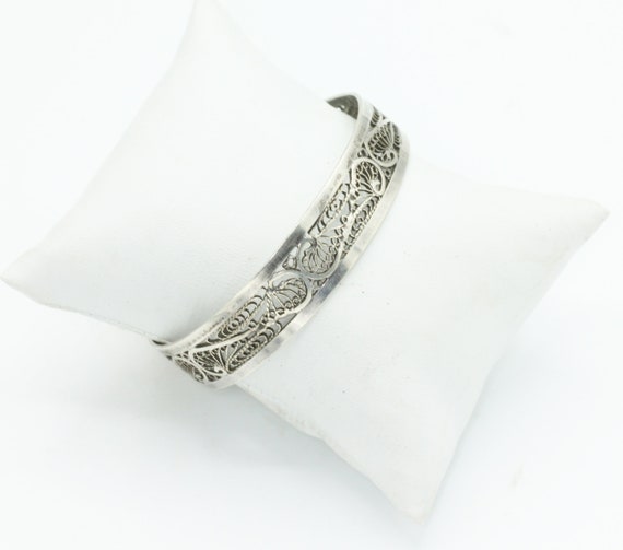 Egyptian Silver Filigree Bangle Bracelet Cairo Ha… - image 5