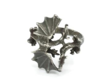 Sterling Silver Dragon Ring Size 8 1/2 Dimensional Unisex Style Goth Dragon Jewelry