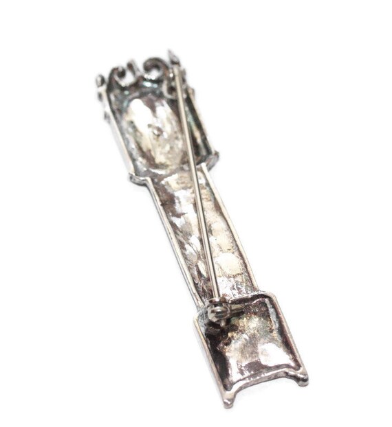 Sterling Silver Grandfather Clock Pin Brooch Figu… - image 9