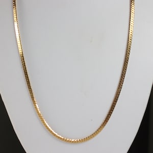 Gold Tone Herringbone Chain Necklace 23 Inches Long Vintage