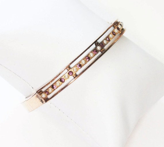 Victorian Gold Filled Hinged Bangle Bracelet Seed Pearls Faux - Etsy