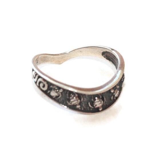 Oxidized Sterling Silver Turtle Ring: Vintage Cur… - image 3