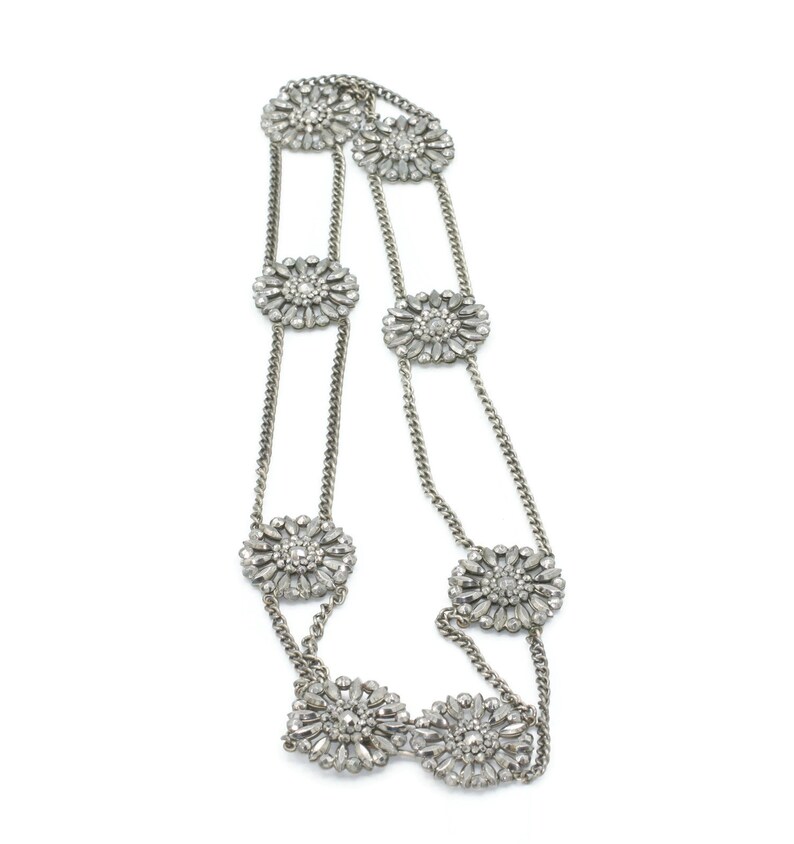 Victorian Cut Steel Belt 27.5 Inches Long Antique Victorian Belt Two Chains Medallions