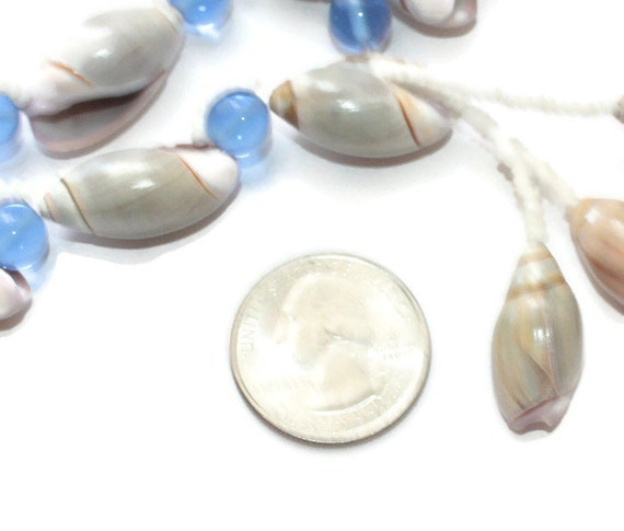 Shell and Beads Tassel Necklace White Seed Beads … - image 7