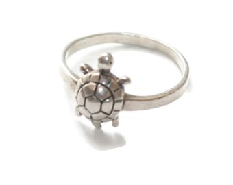 Sterling Silver Turtle Ring Size 10 3/4 Unisex Larger Size Band Vintage Animal Jewelry