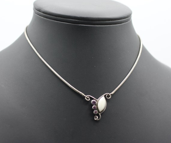 Amethyst Mother of Pearl and Freshwater Pearl Nec… - image 2
