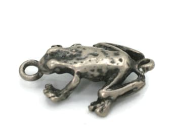 Vintage Sterling Silver Frog Charm: Traditional Style for Charm Bracelet