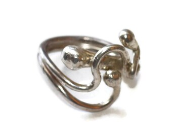 Sterling Silver Snake Ring Intertwined Snakes Wrap Style Artisan Size 8 US