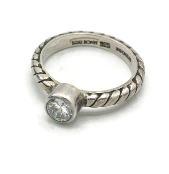 Lori Bonn Clear Crystal and Sterling Silver Ring D