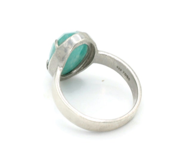 Amazonite and Sterling Ring Faceted Oval Stone Si… - image 2