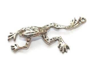 Ciondolo vintage in argento sterling a forma di rana saltatrice: ciondolo in stile tradizionale