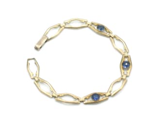 Gold Filled Over Sterling Bracelet Blue Glass Sapphires Art Deco JF Sturdy Company