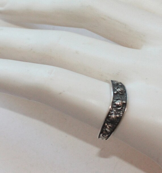 Oxidized Sterling Silver Turtle Ring: Vintage Cur… - image 9