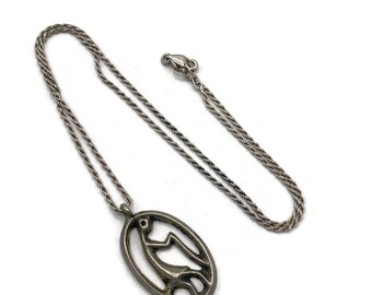 Native American Sand Cast Pendant: Fertility Character, Sterling Silver Necklace