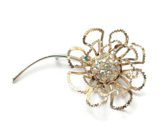 Large Flower Rhinestone Brooch Sarah Coventry Statement Pin 1968  Allusion Mod Flower Power Vintage