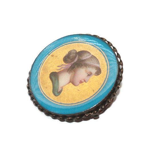 Antique Victorian Era Woman Hand Painted Pin Porc… - image 7