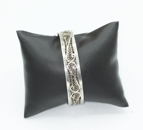 Egyptian Silver Filigree Bangle Bracelet Cairo Ha… - image 2