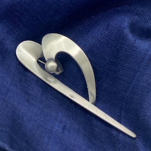 Modernist Heart Brooch Beau Sterling Vintage Pin Brushed Finish Retro Pin Romantic Sweetheart Jewelry