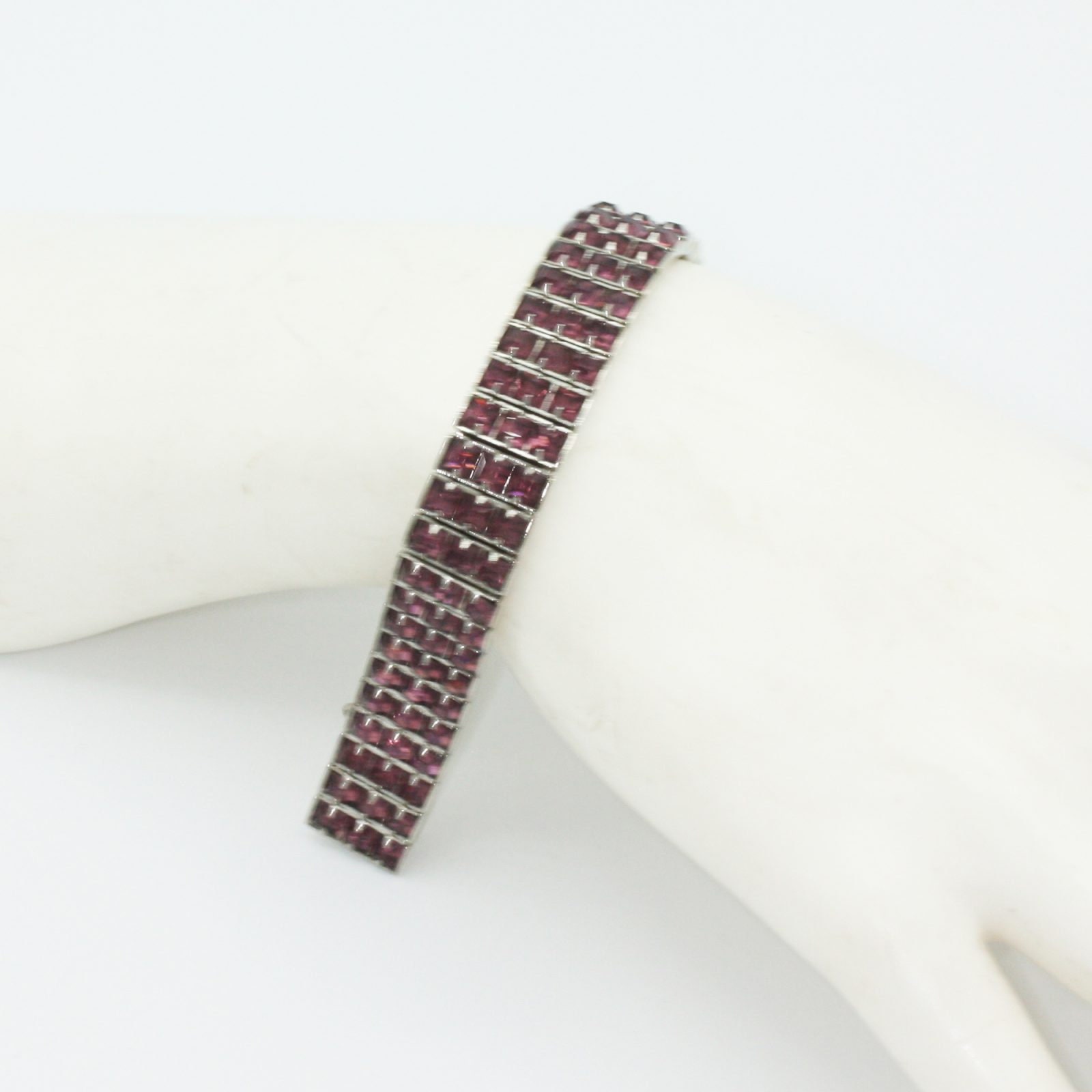Purple Rhinestone Bracelet Princess Cut Stones Silver Tone - Etsy