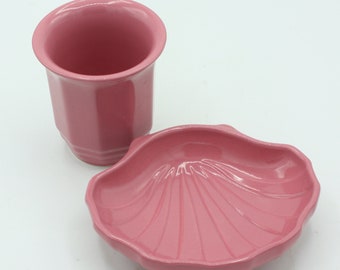 Pfaltzgraff Bathroom Soap Dish Cup Deep Pink Bathroom Décor