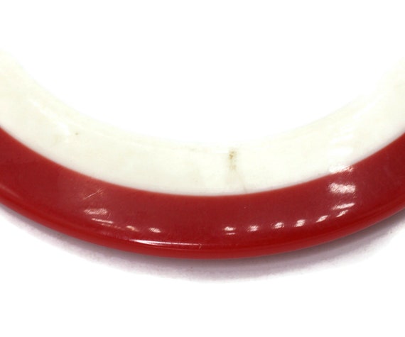 Mod Red and White Bangle Bracelet Flying Saucer S… - image 7