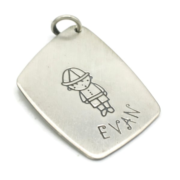 Evan Name Pendant Little Boy Sterling Silver Name Charm Designer Annie Kajiya Jewelry