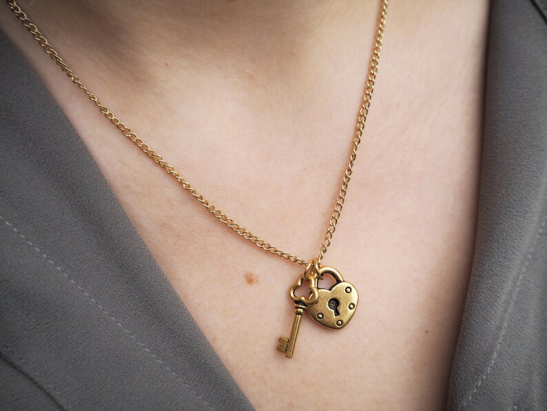 Silver Lock and Key Necklace Etsy