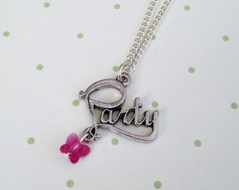 Party! 'Word' Necklace with Swarovski Crystal Butterfly