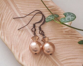 Rose Gold Swarovski Pearl Earrings