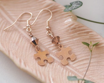 Rose Gold Jigsaw Puzzle Earrings