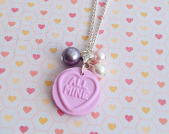 Love Heart Sweetie Necklace Purple