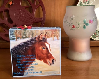 Mustang Foal Fine Art Print Wood Block, Art Sign, Christmas Decor