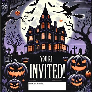 Carte d'invitation Halloween à imprimer + bonus Coloriage pour enfants