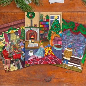 Set de 3 postales navideñas digitales, tarjetas hogareñas para decorar, regalar, o enviar a tus seres queridos, tarjetas de navidad original
