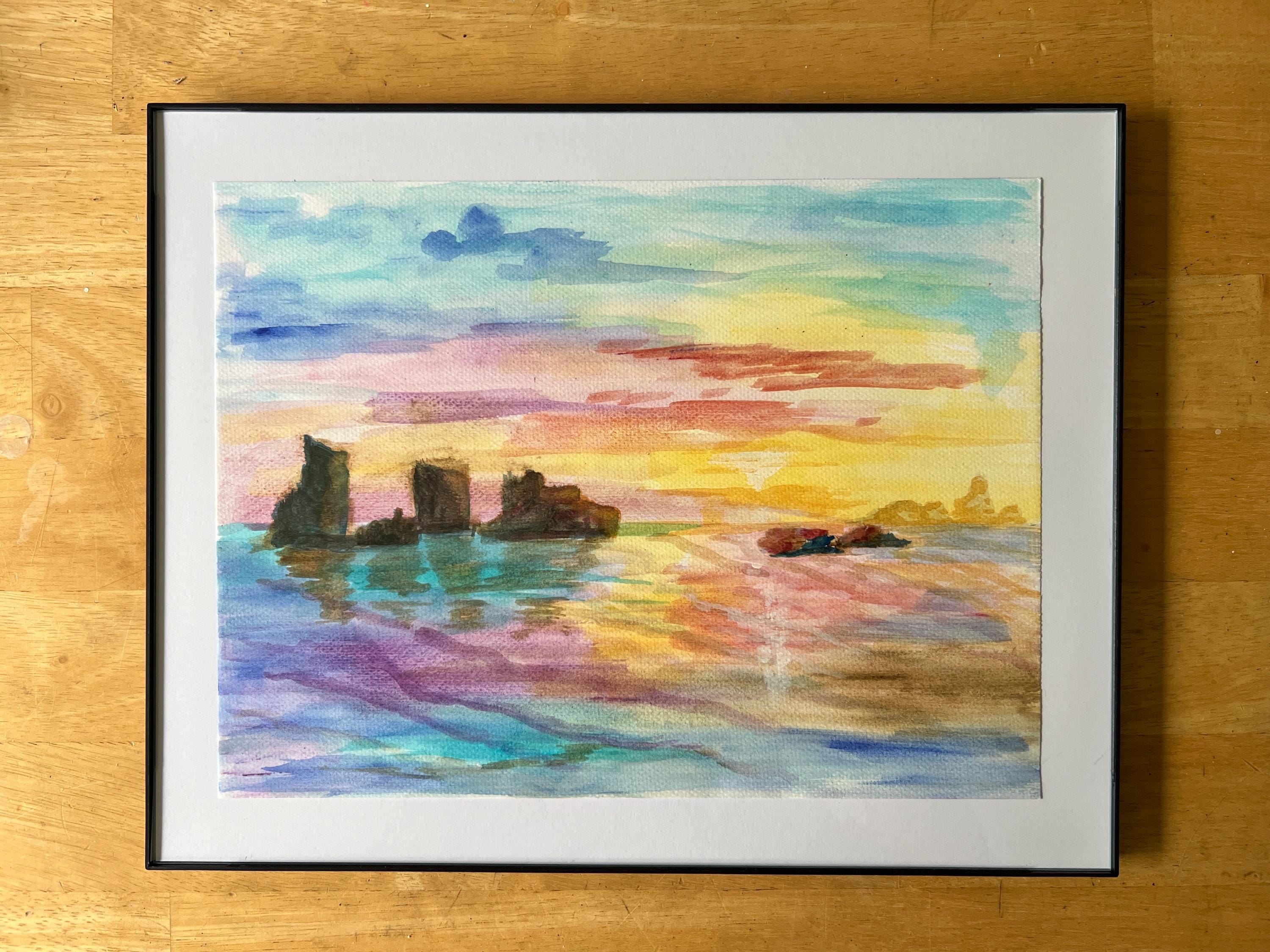 海岸の風景の水彩画 - Etsy 日本