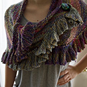 Pattern Knitted Finch Ruffle Shawl image 2
