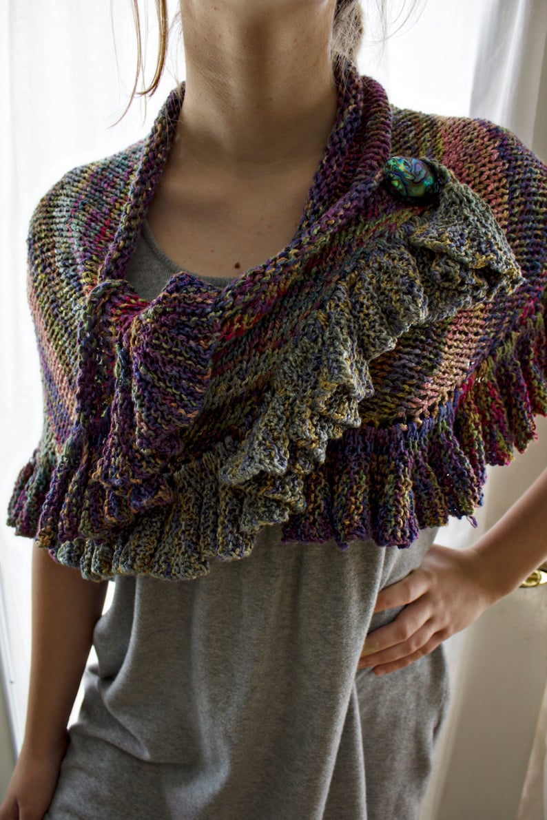 Pattern Knitted Finch Ruffle Shawl image 2