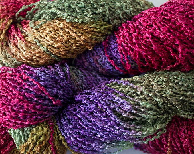 Starlight Hand Dyed Rayon Boucle Yarn 150 Yds Orchard Etsy