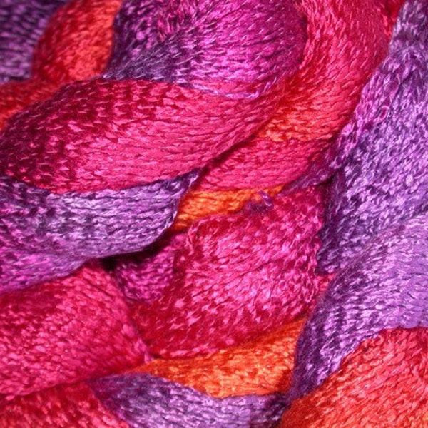 SALE - Rayon Spiral, Hand dyed yarn - Sunset