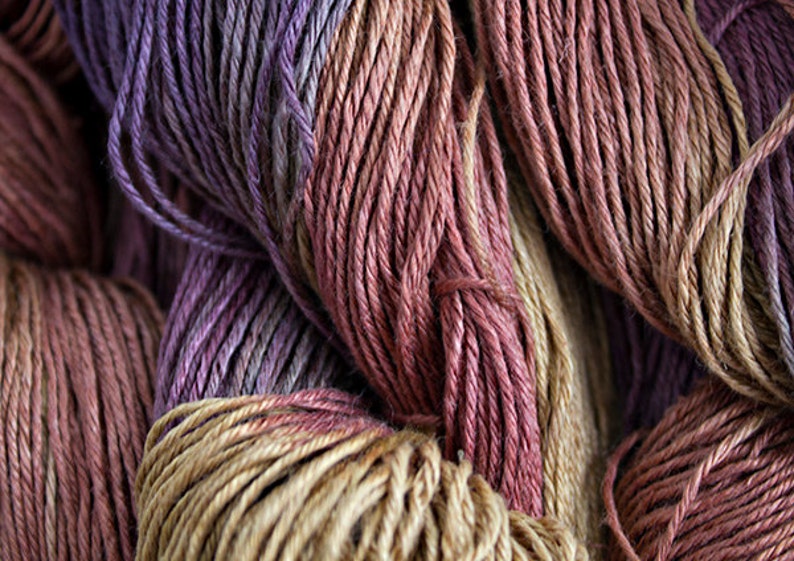 Hand painted yarn 300 yds Old Brass Linen 164