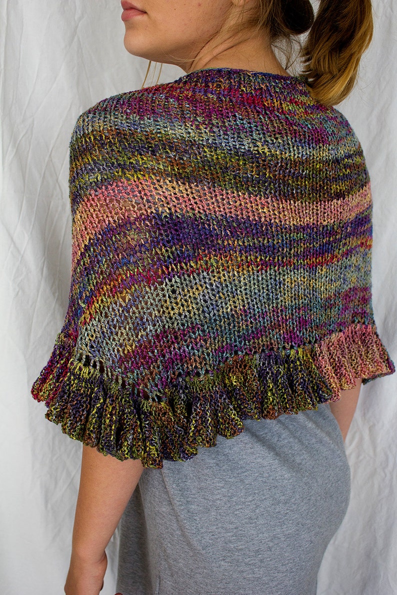 Pattern Knitted Finch Ruffle Shawl image 3