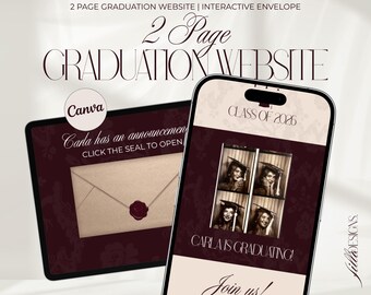 Espresso Brown Graduation Website Invitation: Cream Old Money Style, Editable Template (Digital Download)